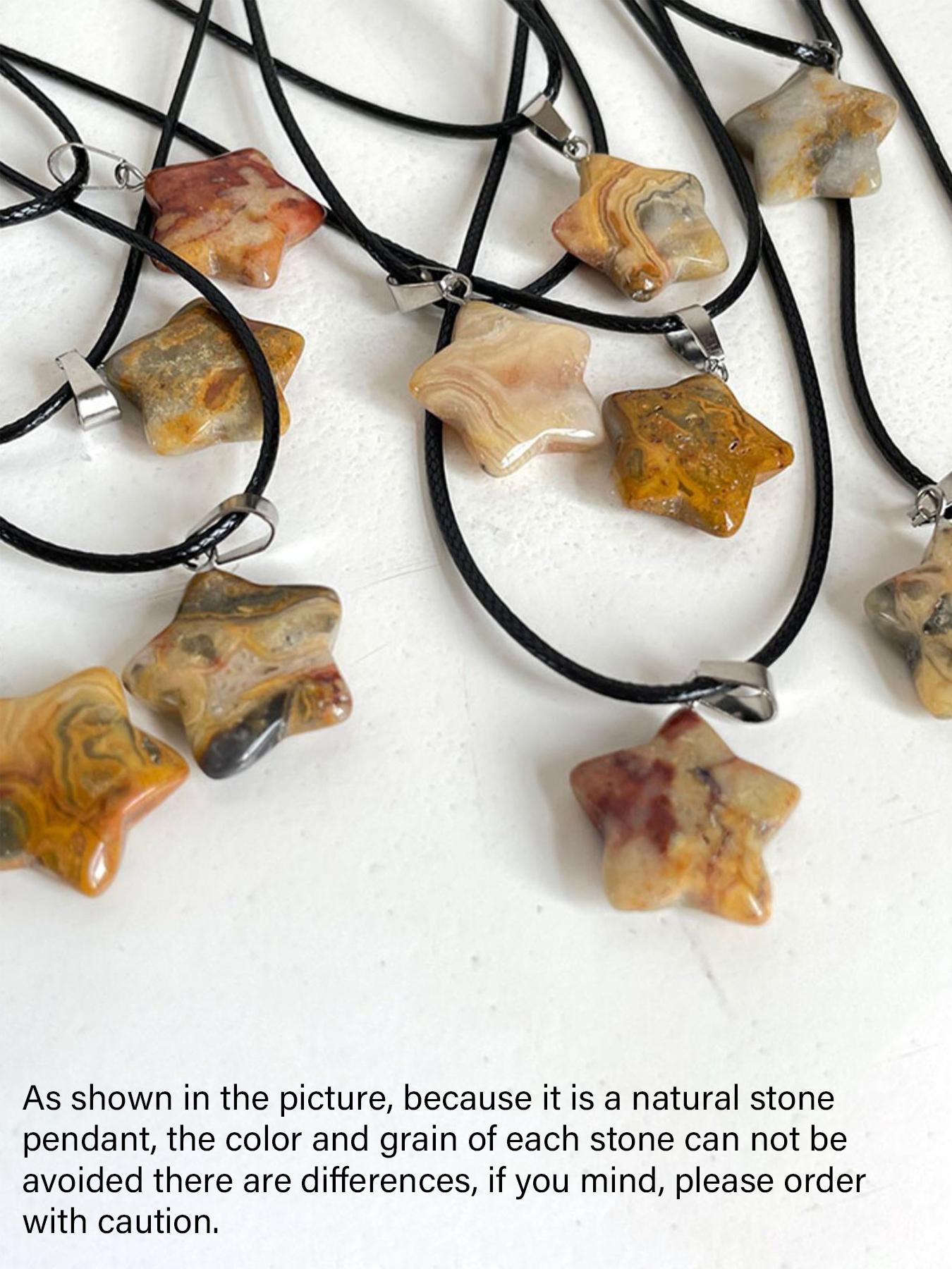 Natural Stone Star Design Pendant Necklace for Women, 8 Counts Y2K Style Necklace Set, Fashion Jewelry for Party, Daily Decor, Trendy All-match & Exquisite Jewelry for Birthday Gift, Mothers Day Gift Ideas