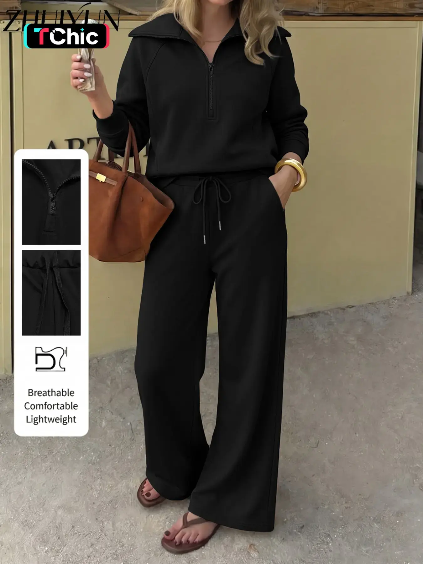 Women's Casual Sports Suit, Long Sleeve High Waist Pants, Breathable Loose-Fit, Fall Winter Outdoor Running Workout Gear, Workout Clothes