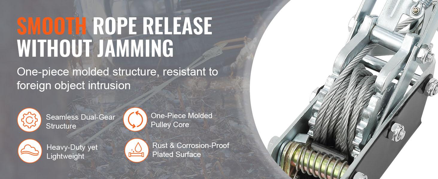 VEVOR Come Along Winch, 4 Ton (8, 818 lbs) Pulling Capacity, 10 ft Steel Cable, 3 Hooks, Heavy Duty Ratchet Power Puller Tool with Dual Gears, Automotive Hoist Cable Puller Ideal for Vehicle Rescue