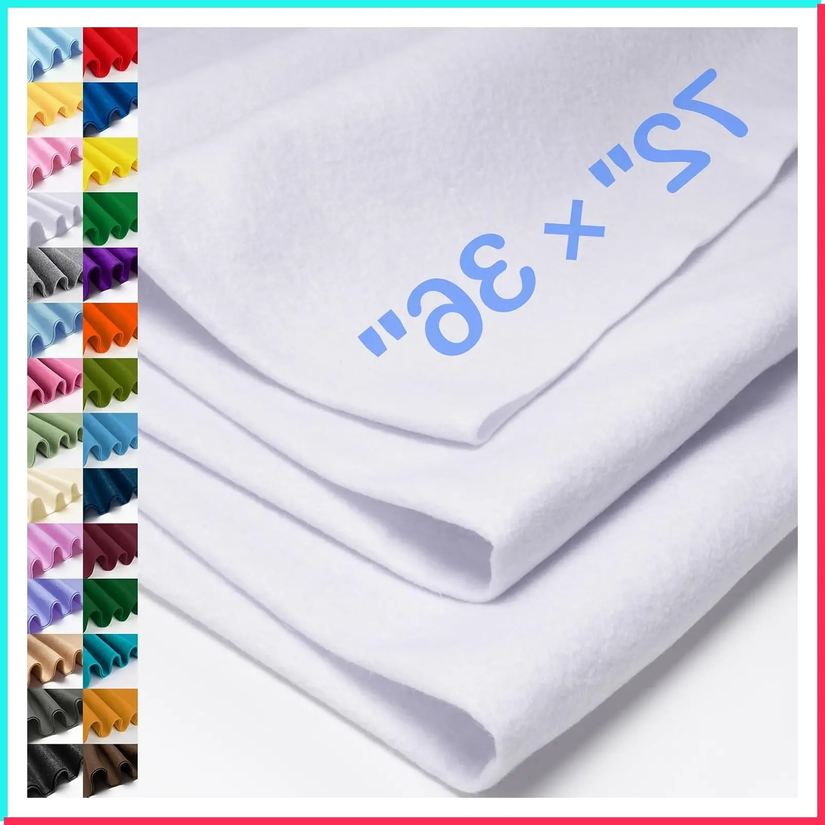 Ice White Large Felt Fabric 72" x 36" (2 Square Yards), 1.4 mm Thick Soft Felt Sheet for Crafts, White Soft Nonwoven Fabric for Decoration, Sewing, DIY ProjectsGift