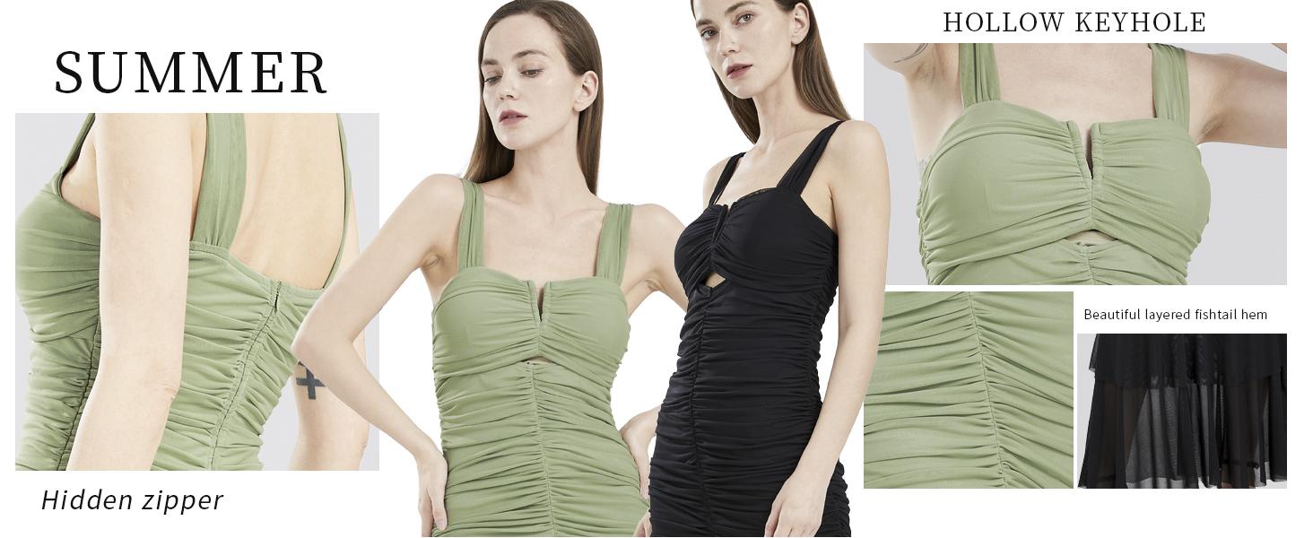 Chouyatou Womens Strenchy Ruched Bodycon Cocktail Party Dress Maxi Mermaid Corset Dress Evening Gown