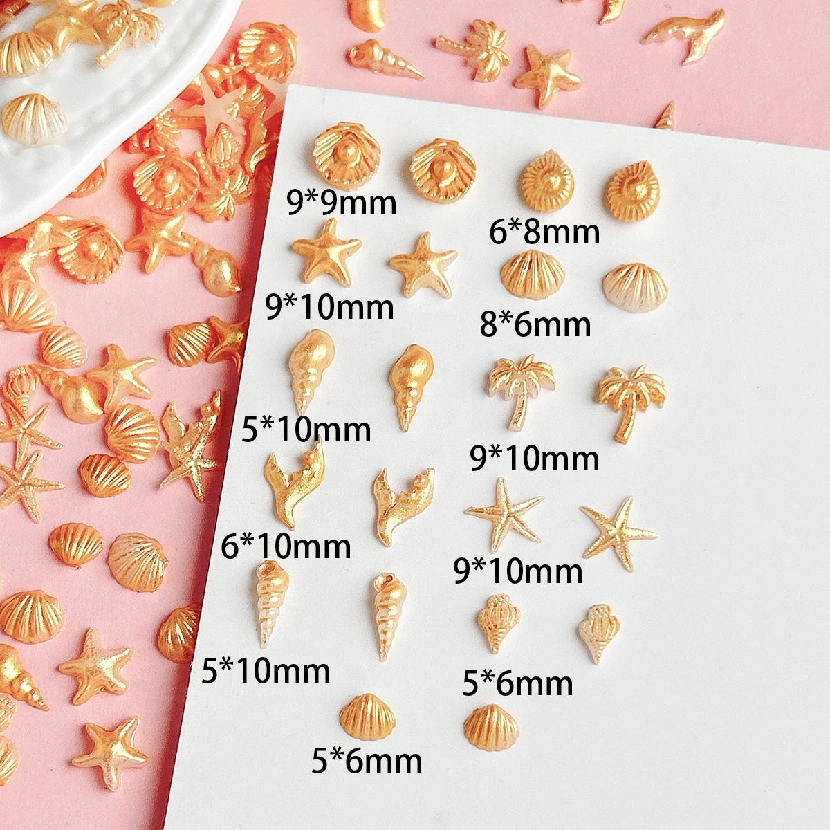 Hot Selling Summer Shells Starfish Coconut Trees Resin Nail Charms 3D Cute Creative Multi-style Conch Ocean Series Nail Art Decorations DIY Press On Nails Accessories