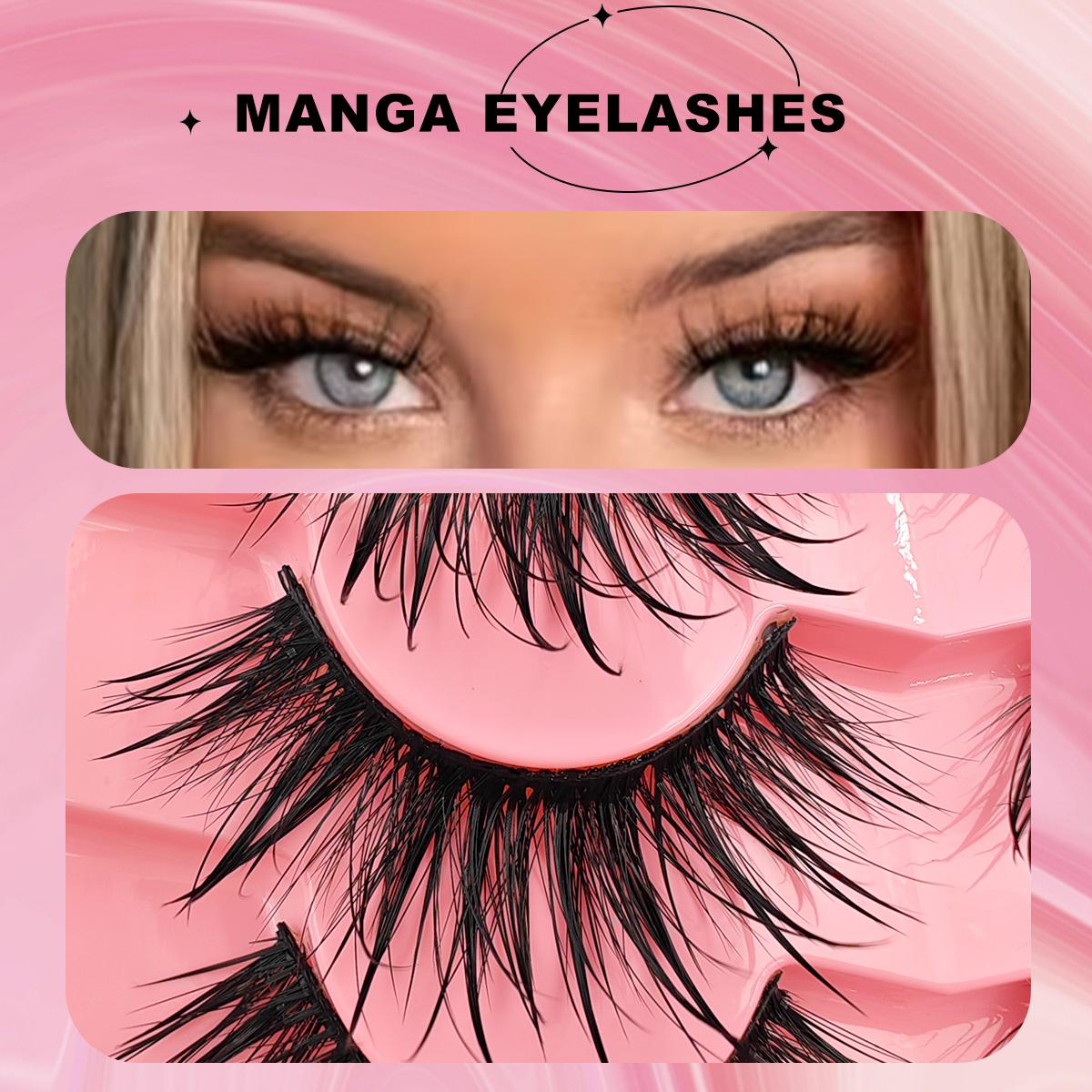 5 Pairs Wet Manga Lashes Cosplay Natural Wispy Fairy Cross Fluffy Eyelash Extensions Makeup Strip Lashes, Lashes, Eyelashes, Fake Lashes For Christmas Halloween Cosplay Manga Various Occasions, Fluffy Volume Eyelashes, Cosmetic