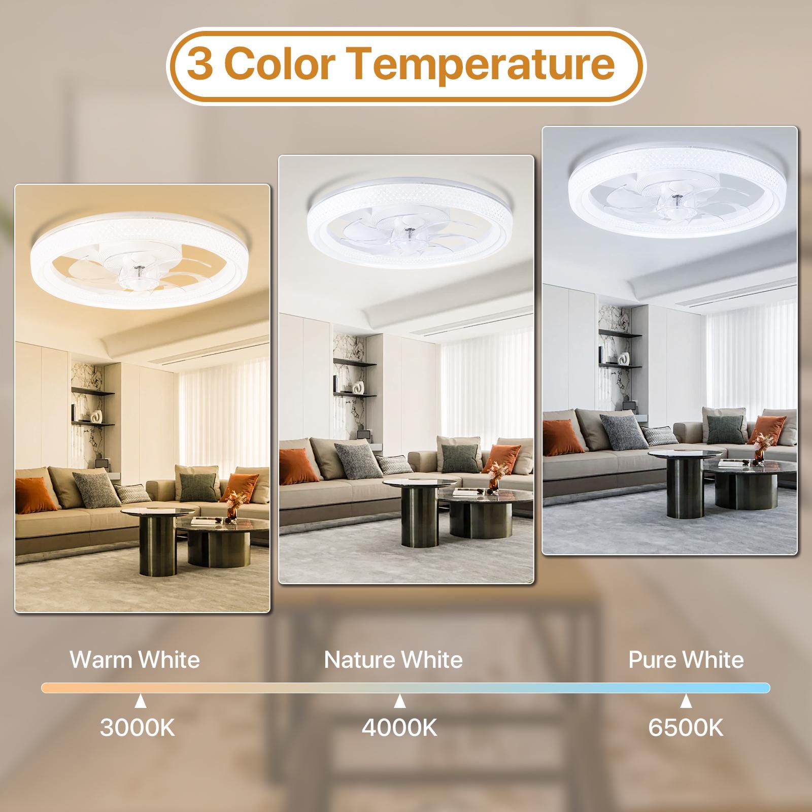 GLITGATE Ceiling Fan with Light, White Crystal Fan, 6-Speed + Reversible Motor Design, APP Remote Control, Timer Dimming, 3 Color Temperatures for Bedroom Living Room Study - Hardwired Power Design GLITGATE Ceiling Fan with Light, White Crystal Fan, 6-Speed + Reversible Motor Design, APP Remote Control, Timer Dimming, 3 Color Temperatures for Bedroom Living Room Study - Hardwired Power Design