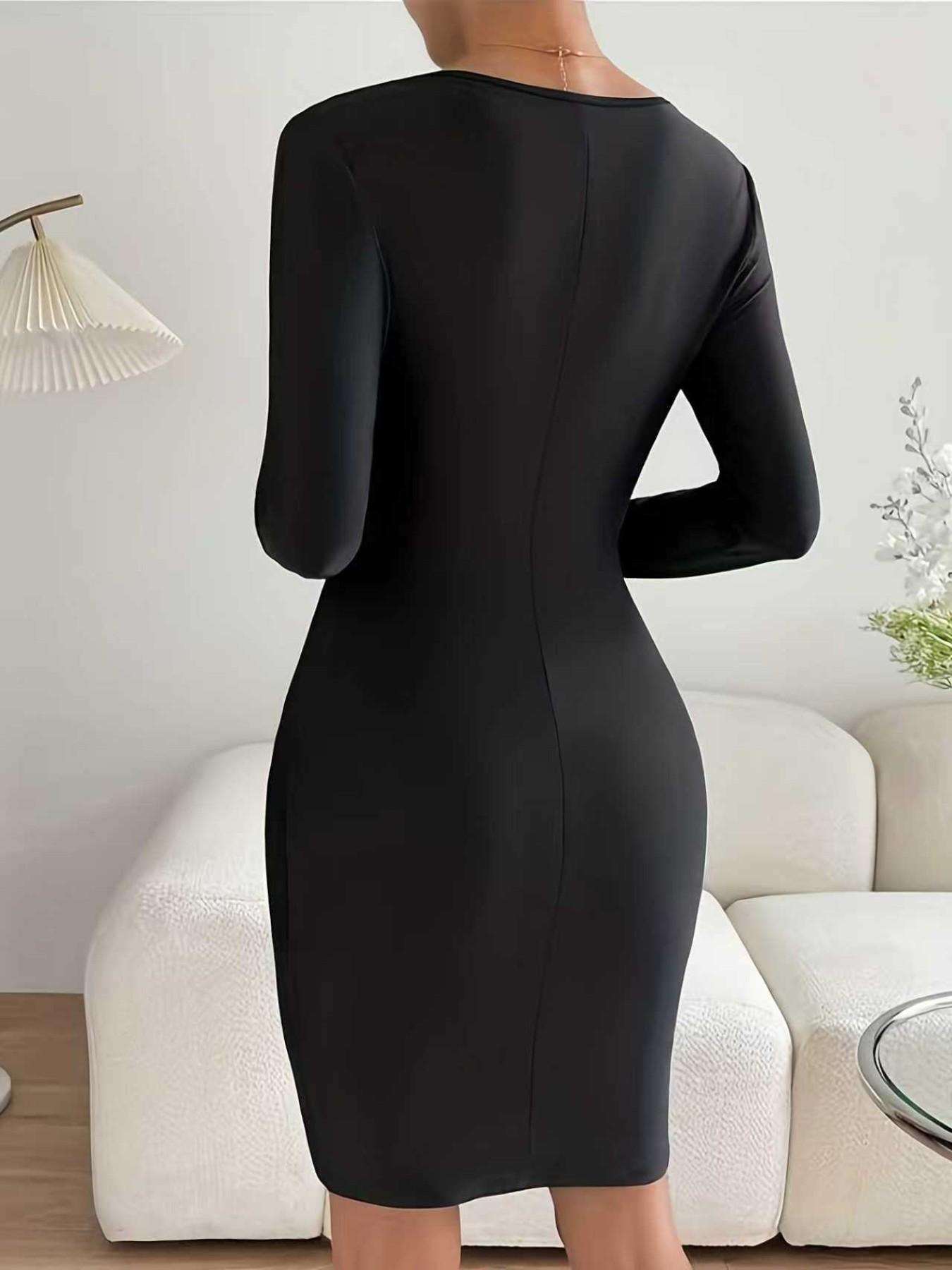 Deep V Neck Ruched Tight Fit Bodycon Dress, Elegant Women's Party Dress, Stylish and Comfortable, Perfect for Special Occasions