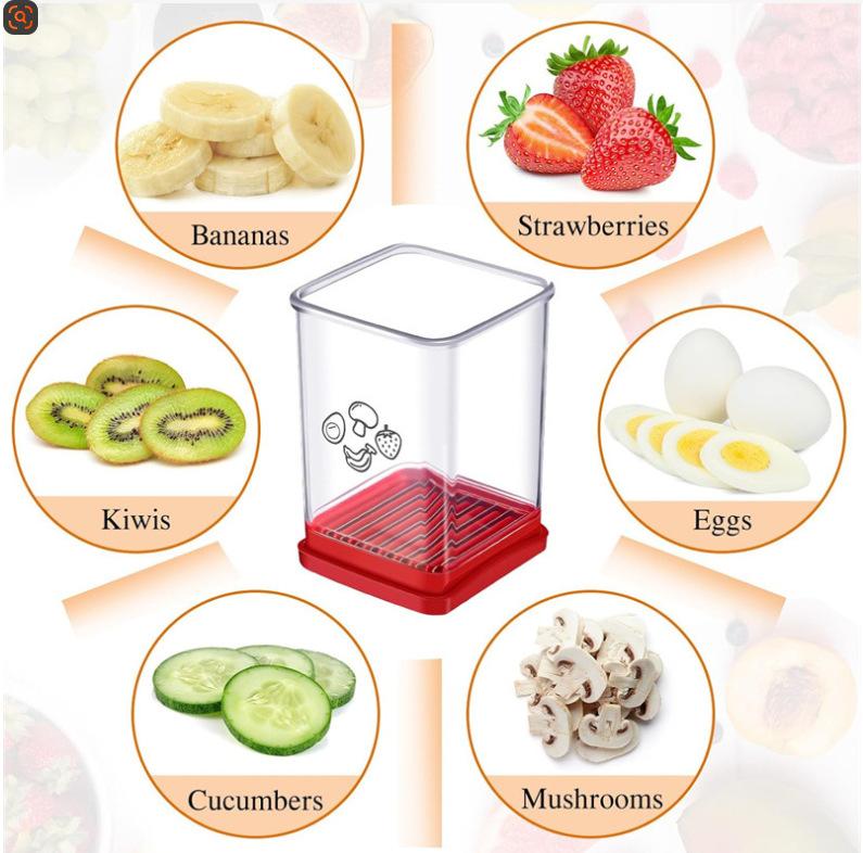 Cup Slilcer, Fruit&Vegetable Fst Cutting Slicer, Kitchen Accessories Stainless Steel Blade Fruit Slicer Cup, Vegetable Chopper, Strawberry Cutter