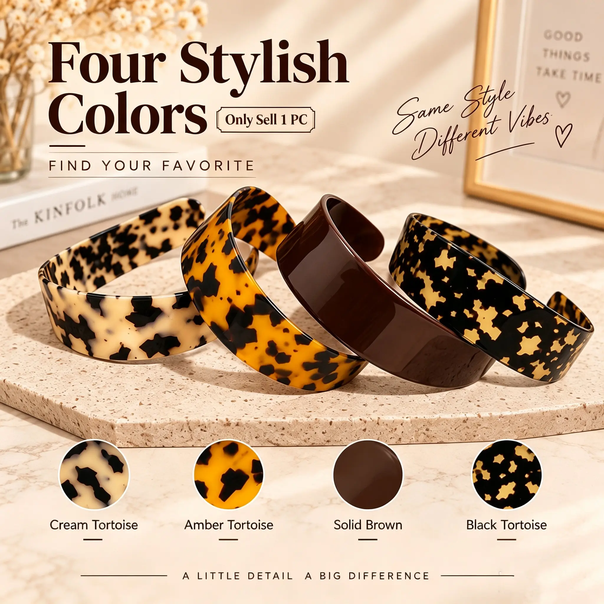 Thick Tortoise Shell Headband, Acetate Wide Headband, Fashion Headband, Retro Style, With Non-Slip Teeth Grip, Comfortable Daily Hair Accessory For Women
