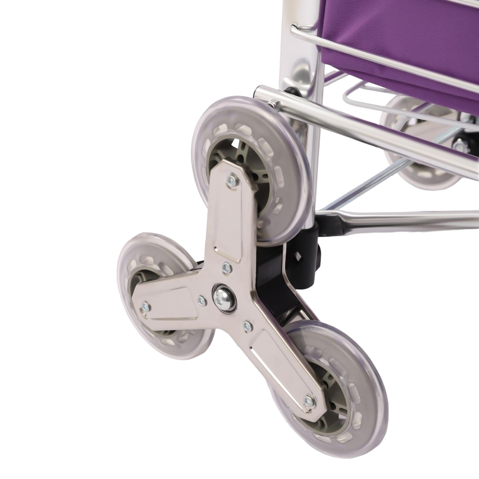 Heavy Duty Folding Shopping Cart with Wheels 40kg Capacity 35L Foldable Grocery Laundry Utility Wagon for Supermarket Picnic Moving Purple Silver