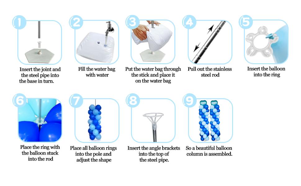 Balloon Column Stand Kit, Set of 4,6.7Feet Balloon Pillar with Reusable Telescopic with base for Birthday arch, Wedding, Graduation Decoration Event
