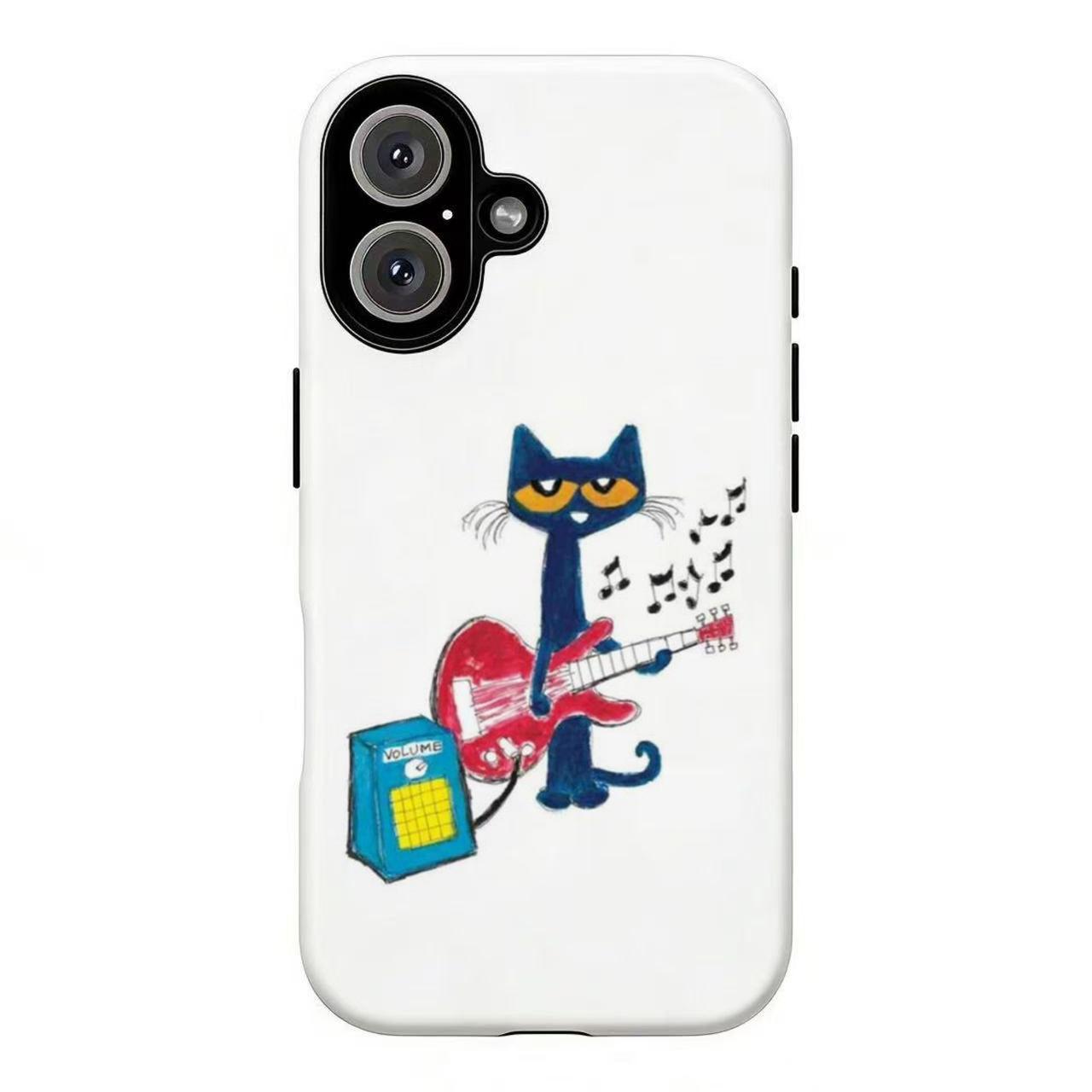 FL-Peteee the Cat Groovy Guitar Phone Case,Peteee the Cat Starry Collage Phone Case For iPhone 11 12 13 14 15 16 17 Air Pro Max for Samsung S26 S25 S24 S23 S22 S21 Case,Gift for her/him/fans