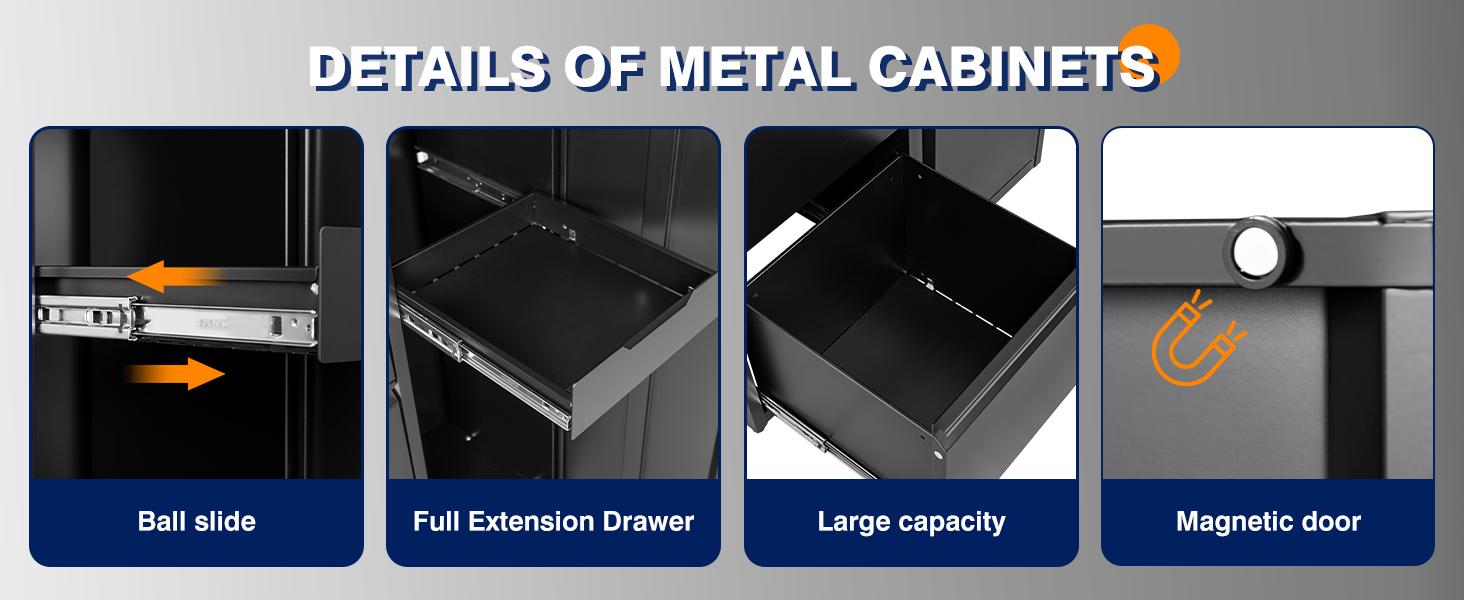 Letaya Metal Garage Storage Cabinet with 4 Drawers, 71" Heavy Duty Tool Cabinet with Door,Tall Steel Storage Cabinet,Utility Tool Cabinet for Garage,Warehouse,Workshop