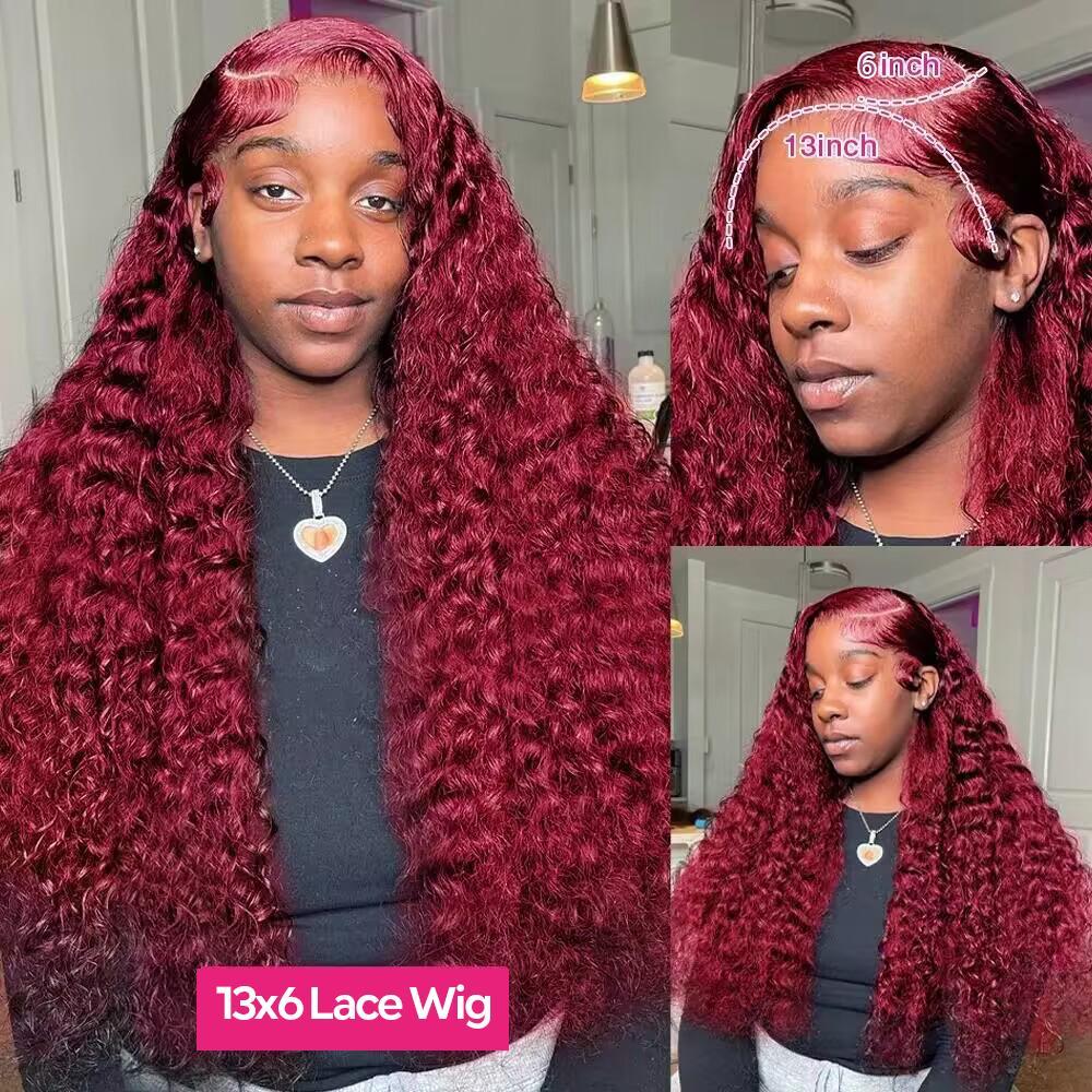[New In] Tahikie 200% Density 99J 7x6 Glueless CLosure With Drawstring One-Step HD Lace 13x6 Frontal HD Lace Curly Wave Human Hair Wigs For Women TikTokShopSummerTurnup dealsforyoudays