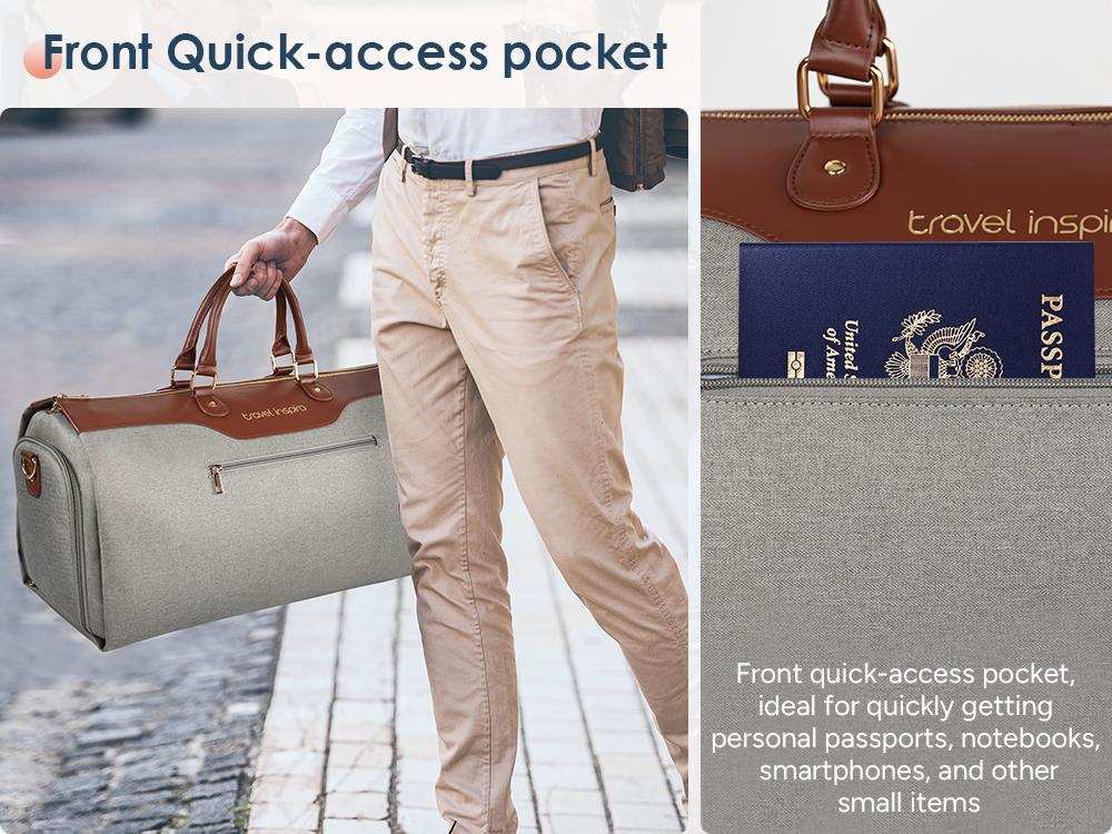 travel inspira Convertible Garment Bag with Shoulder Strap, Carry on Garment Duffel Bag for Women Men- 2 in 1 Hanging Suitcase Suit Travel Bags with Shoe Pouch