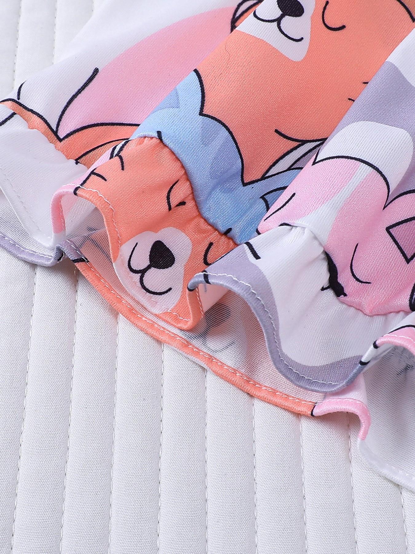 Cartoon Cat Theme Sleepwear Set, Summer Fire Retardant Fabric, Cute Short Sleeve Pajamas, Cartoon Print Pajama, Casual Home Wear, Kids Gift Set