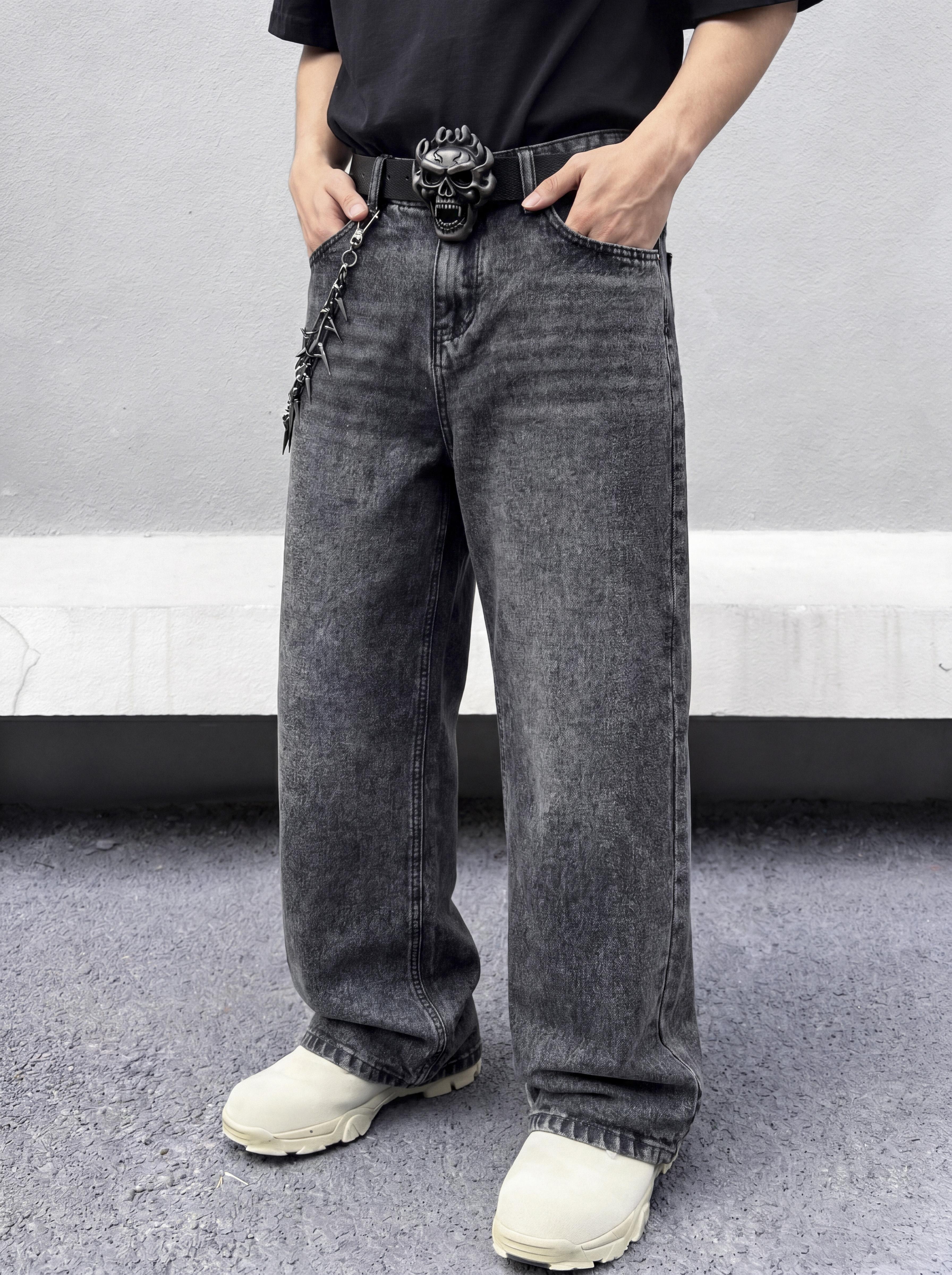 Men's Vintage Washed Loose Wide-Leg Jeans, Full-Length Y2K Street Style Denim Pants, Skateboard & Hip Hop Casual Trousers, Perfect Gift for Boyfriend or Husband.