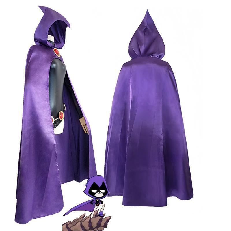 Women's Teen Titans Raven Cartoon Character Cosplay Jumpsuit with Purple Cloak & Belt, Halloween Easter Garment for Girls (Toys & Hobbies DIY Specialty Supply)