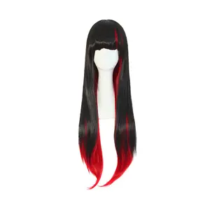 Harajuku Style Mixed Black/Red Long Straight Cosplay Wig Heat Resistant Synthetic Hair Game Cosplay Wig