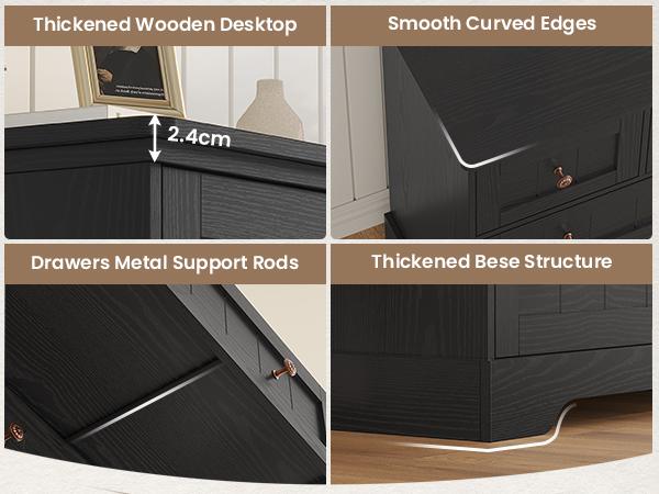 Hasuit | 51.4 Inch Tall Dresser Farmhouse 7 Drawers Dresser with Hand Carved Panel Dressers Chest of Drawers Large Wood Closet Storage Organizers