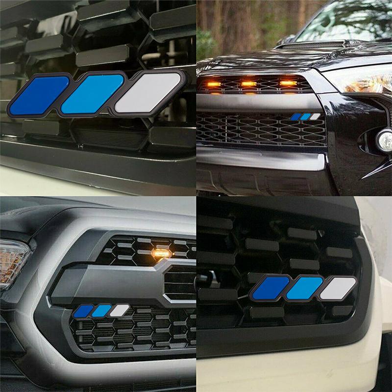 1 Set Tri-color 3 Front Grille Badge Emblem Decor For Toyota Tacoma TRD Pro 4Runner Tundra FJ RAV4 etc