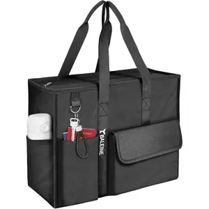 Large Utility Tote Bag with Reinforced Bottom, Multi Pockets Foldable Tote Bag for Nurse, Travel, Work
