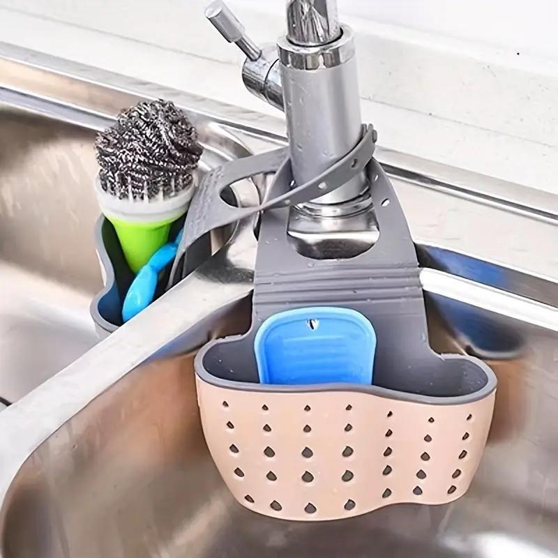 Adjustable Kitchen Sink Storage Rack Set, Soap Sponge Cloth Holder, Hanging Drainer Organizer, Space-Saving, Multi-Use, Durable Material