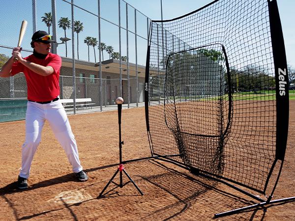 【Jumpstart Sale】ZELUS 7x7ft Baseball Net for Hitting and Pitching Practice and Training | 7'x7' Portable Hitting Net Pitching Net | Batting Cage with Frame and Net