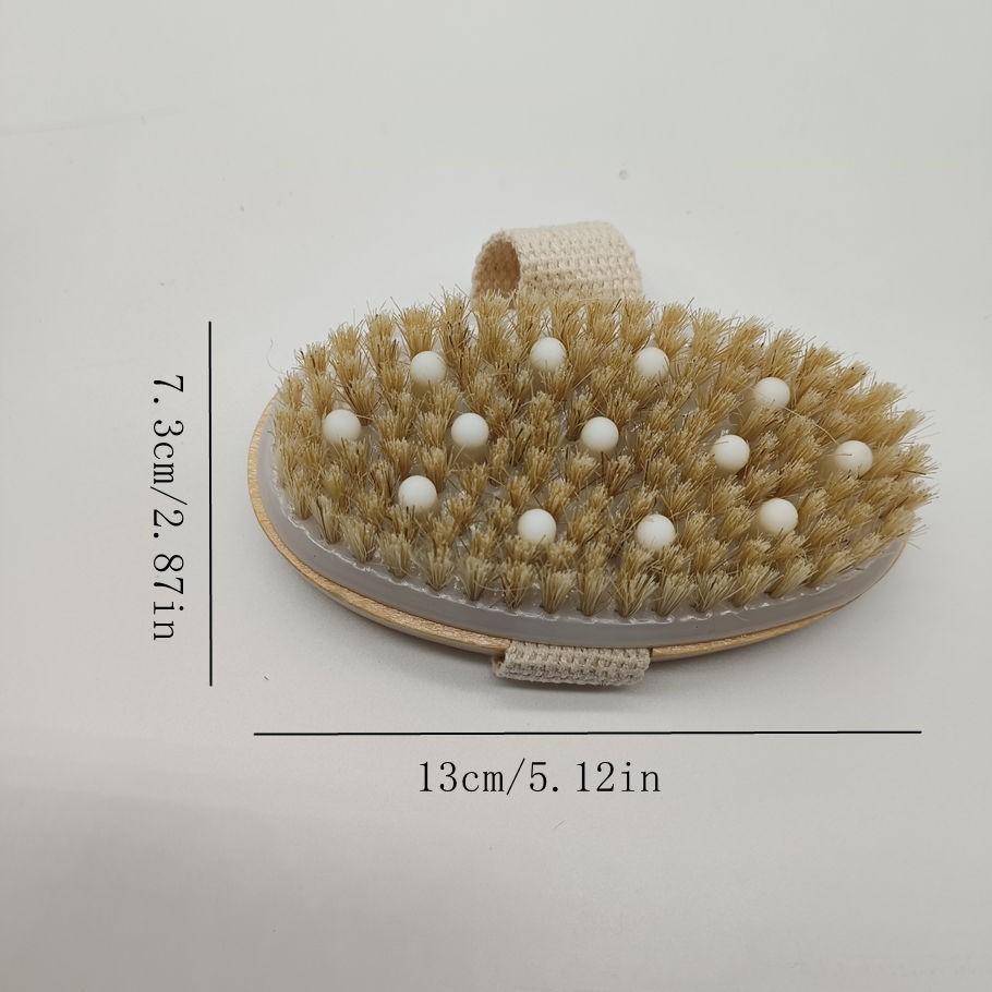 Natural Bristle Bath Brush, Dry Wet Dual Use, Deep Cleansing Exfoliator, Gentle on Skin, Perfect for Shower and Back Scrubbing