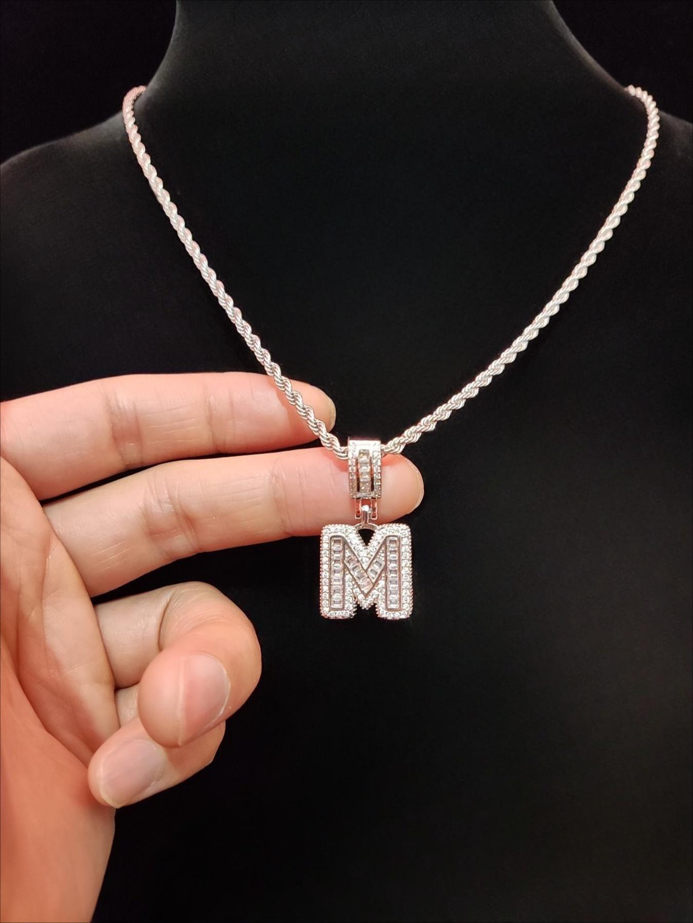 Women's Sparkling Cubic Zirconia Initial Necklace - Personalized Alphabet Letter Pendant, Silver Costume Jewelry, Fashion Birthday Gift, Letter Necklace