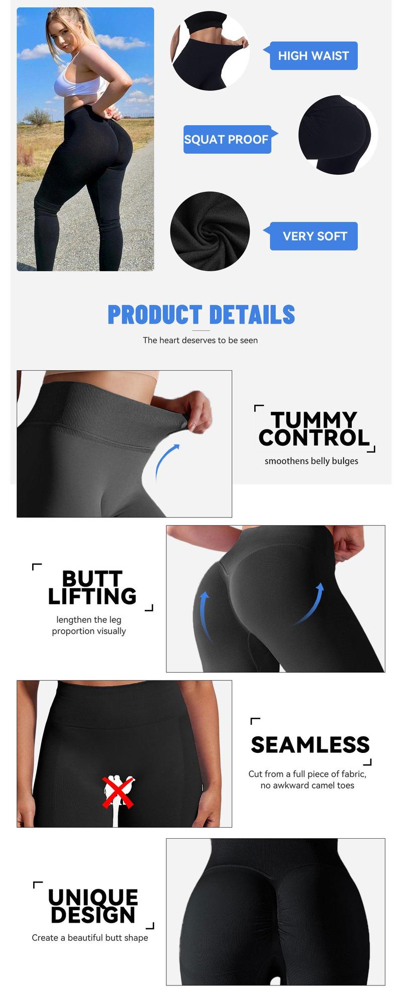 VICONOW Leggings for Women - Black Leggings High Waist Tummy Control Yoga Pants for Gym Workout Athletic Running Casual Daily Wear Solid Color Comfortable Fit