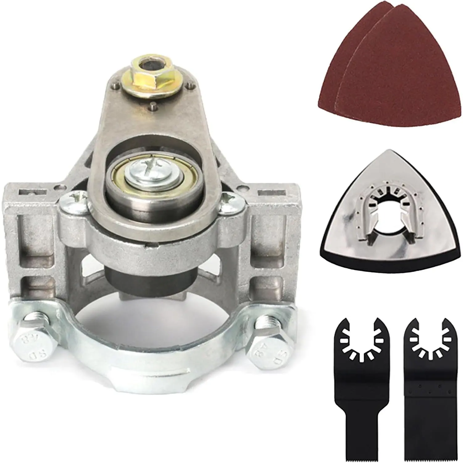 Angle Oscillating Tool Set, Stainless Angle to Multi Tool Converter, M10 M14 5/8" Polishing Oscillating Adapter Kit for Grinding, Trimming and Removal