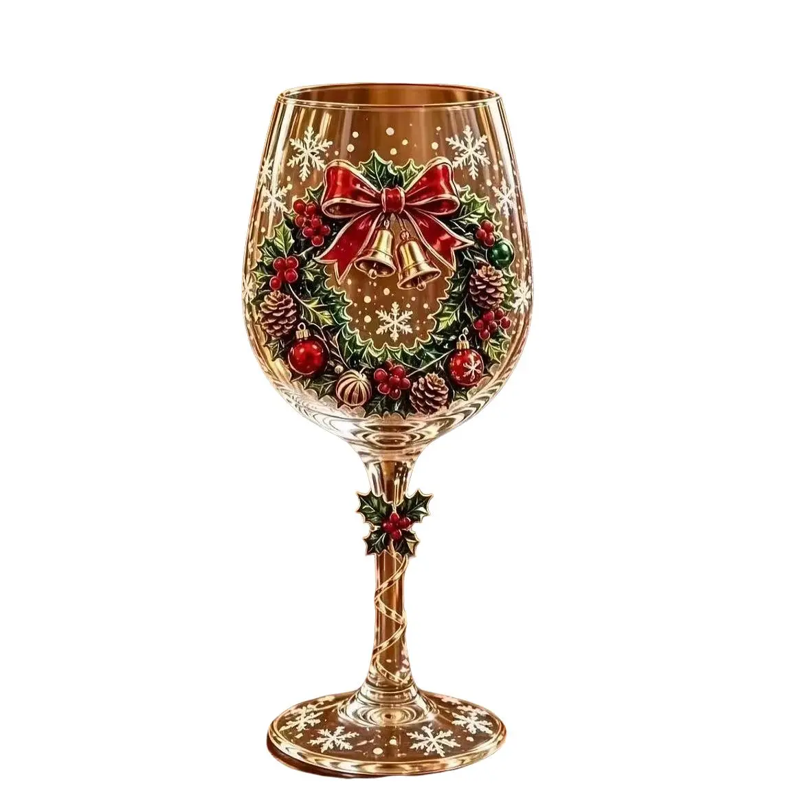 New Christmas Glass Art Cup, Elegant Holiday Drinkware, Perfect for Festive Celebrations, Unique Gift Idea, High-Quality Glass Design