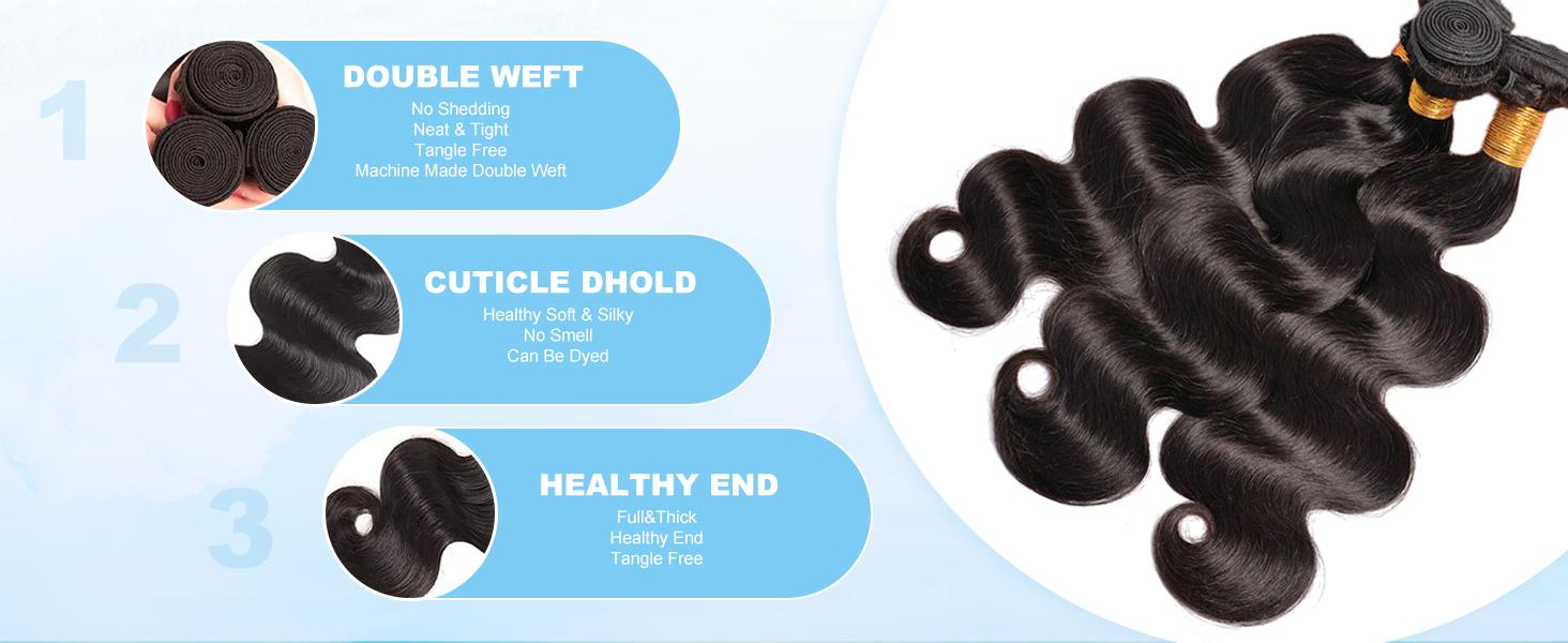 VIPbeauty Body Wave 12A Grade Brazilian Virgin 100% Human Hair Budget Friendly Quick Weave Sew in/Glue in Viral Hair Bundles