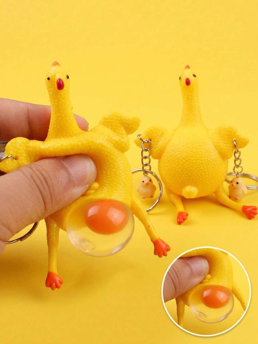 Prank Chicken Stress Relief Decor, Squeeze Out Egg Funny Novelty Stress Relief Accessory, Humorous Toy, Suitable For Birthday, Graduation Season, Halloween Party And Office Use Funny Gift