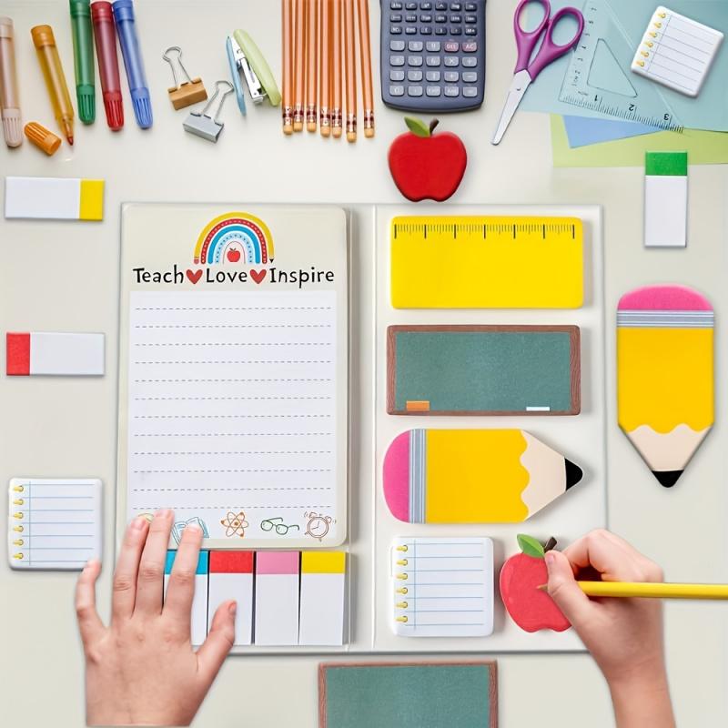 Teaching is a work of the mind "Post-it notes set-colorful, self-adhesive pad, with educational design, suitable for teachers-including notebooks, plan books, pencil boxes, etc.-ideal school or office supplies, teachers' gifts.