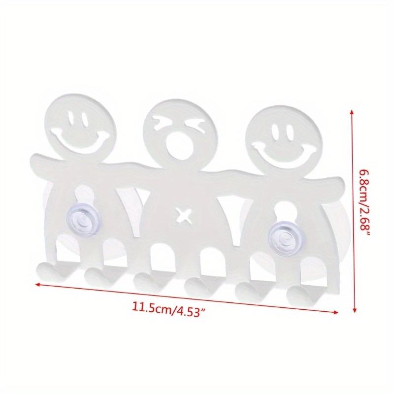 Smiley Face Wall-Mounted Toothbrush Holder with Suction Cups - 5 Position Toothbrush Storage Rack - Portable Bathroom Accessories