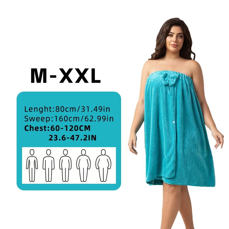 Women's Oversized Bathrobe Set, Bath Robe + Dry Hair Cap, Thickened Home Travel Steam Spa Use, Reusable Bathrobe