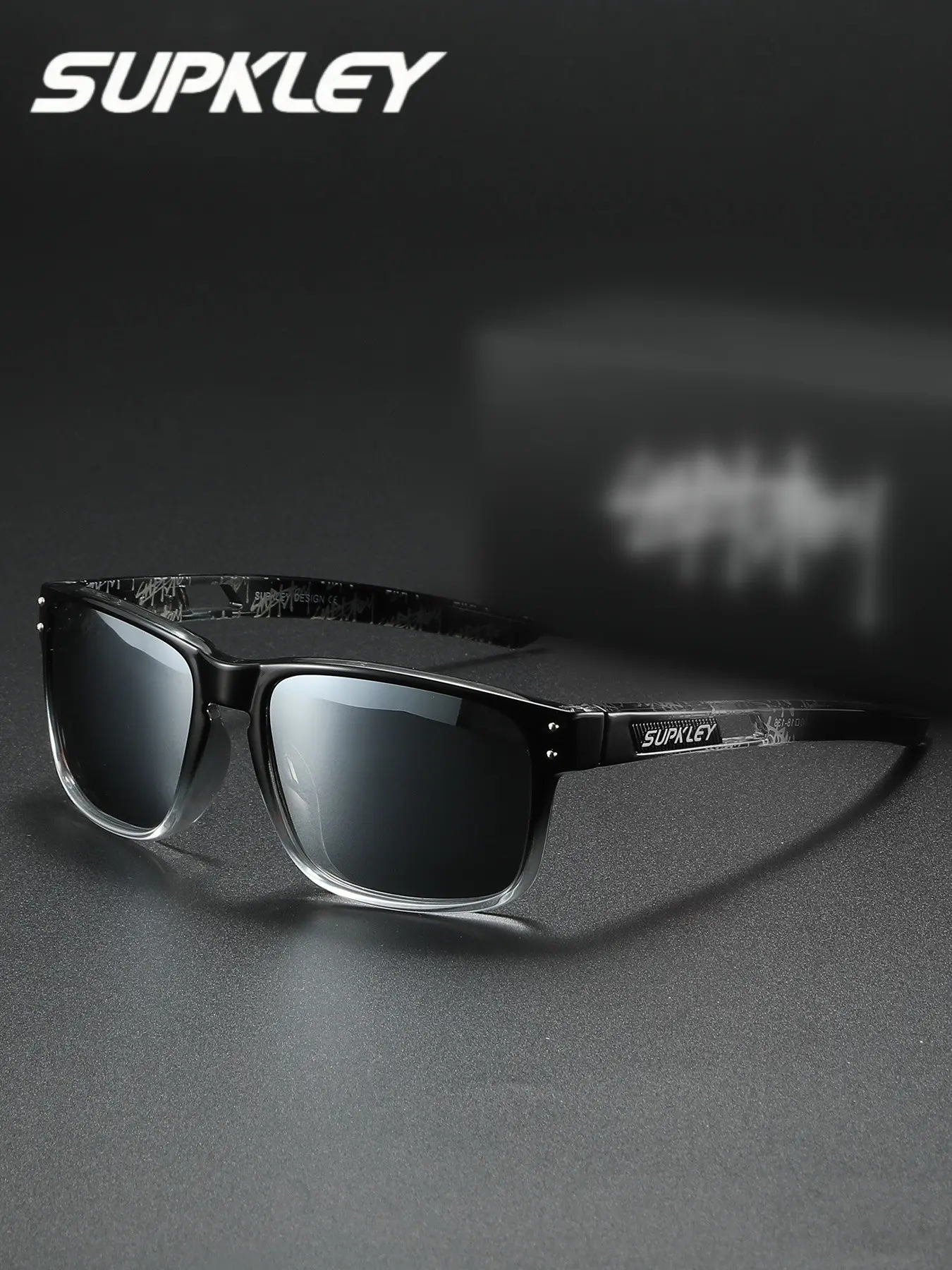 SUPKLEY Lightweight Polarized Square Framed Sunglasses for Men & Women, Trendy Frame for Travel and Outdoor Photography, Reducing Glare and Blocking UV Rays, Trendy Casual Sunglasses