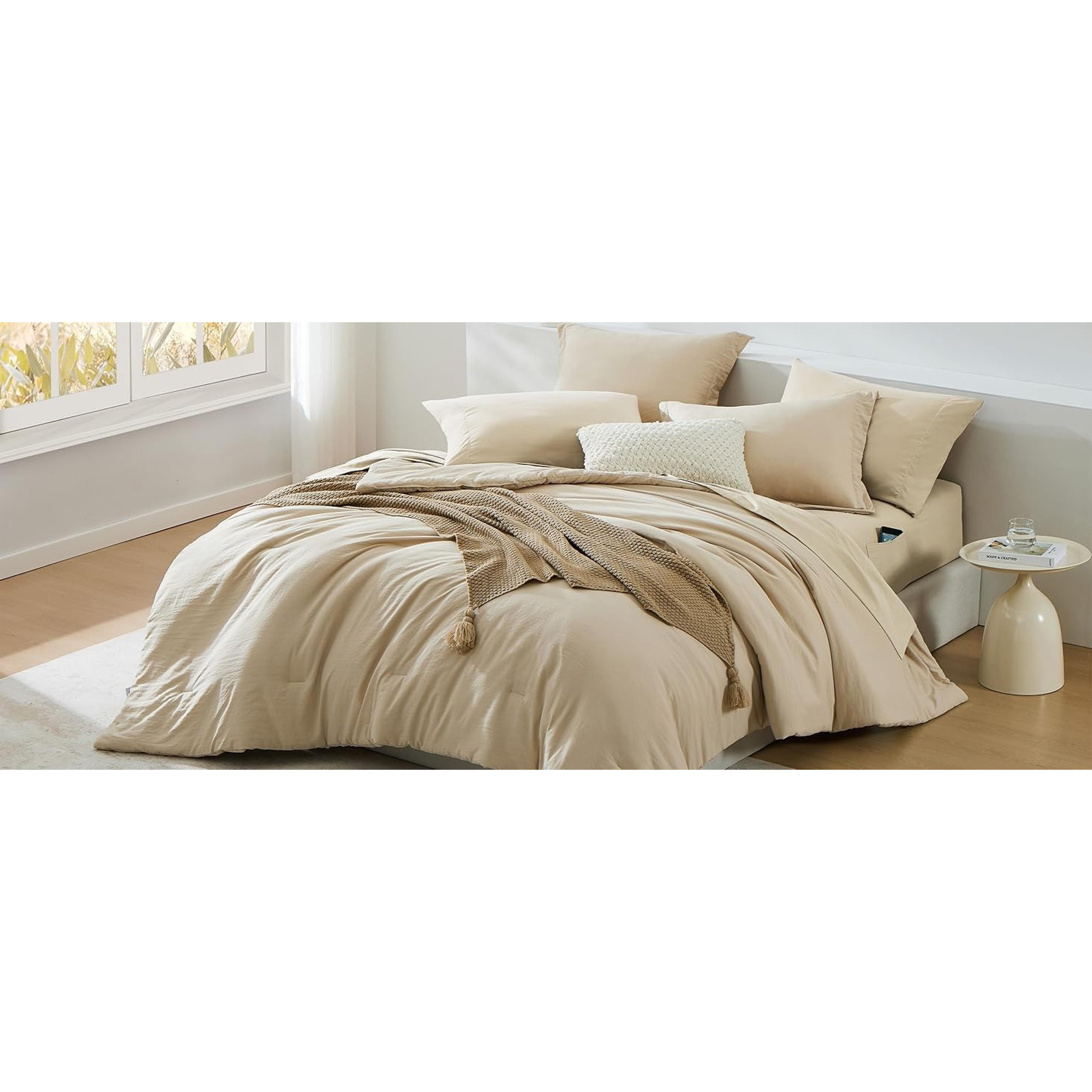 Queen Comforter Set-7 Pieces Soft Prewashed Bed in a Bag Queen Bedding Sets | All Season Comforter with Sheets, Pillow Shams & Pillowcases, Sage Green