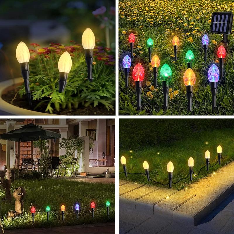 Solar Outdoor Decorative Lawn Lights, 1 Set of 10 LED Multi-Color Ip54, Holiday Decoration, Halloween, Christmas, Valentine's Day, Garden Party, Outdoor Landscape Lighting