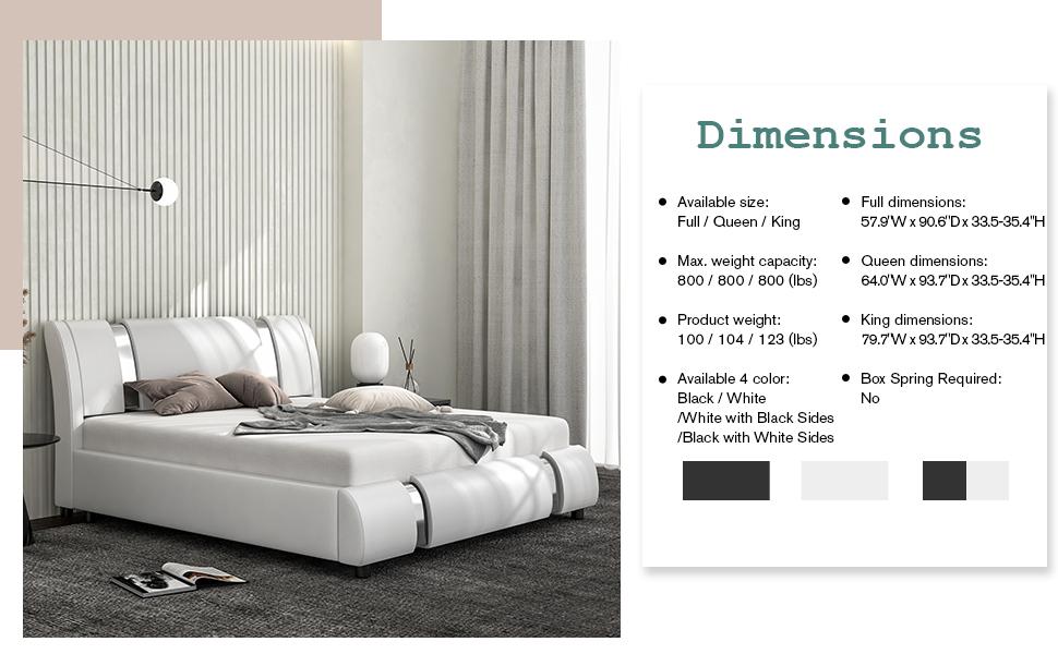 MUTICOR Bed Frame with Modern Iron Pieces Decor,【Frame Only No Mattress】 Faux Leather Platform Bed with Curved Adjustable Headboard, Wood Slat Support, No Box Spring Required#TikTokShopBlackFriday #ChristmasGifts