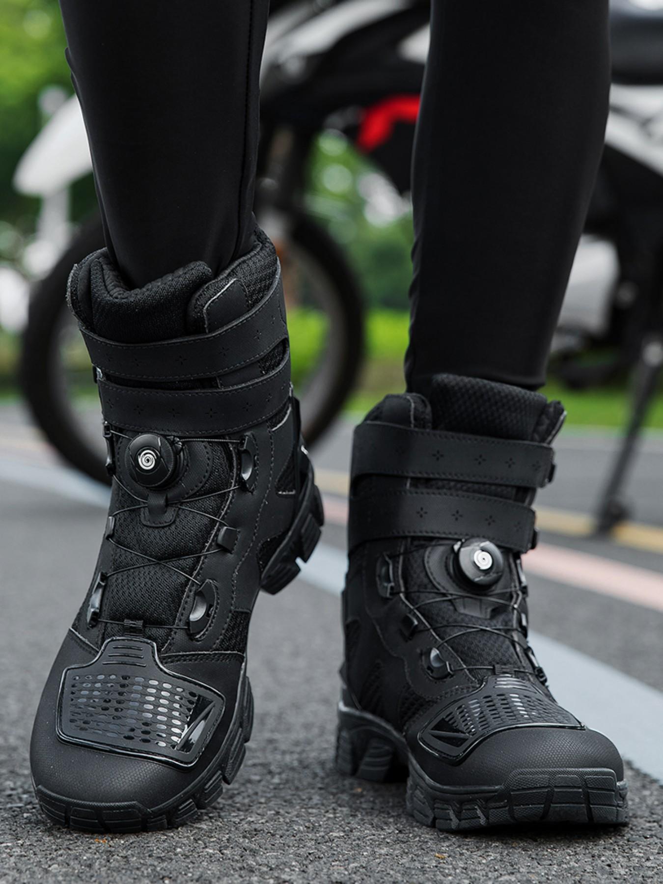 Men's Motorcycle Riding Shoes Waterproof Motocross Boots Anti-Slip Racing Shoes, Durable Motorbike Footwear for Safe Travel