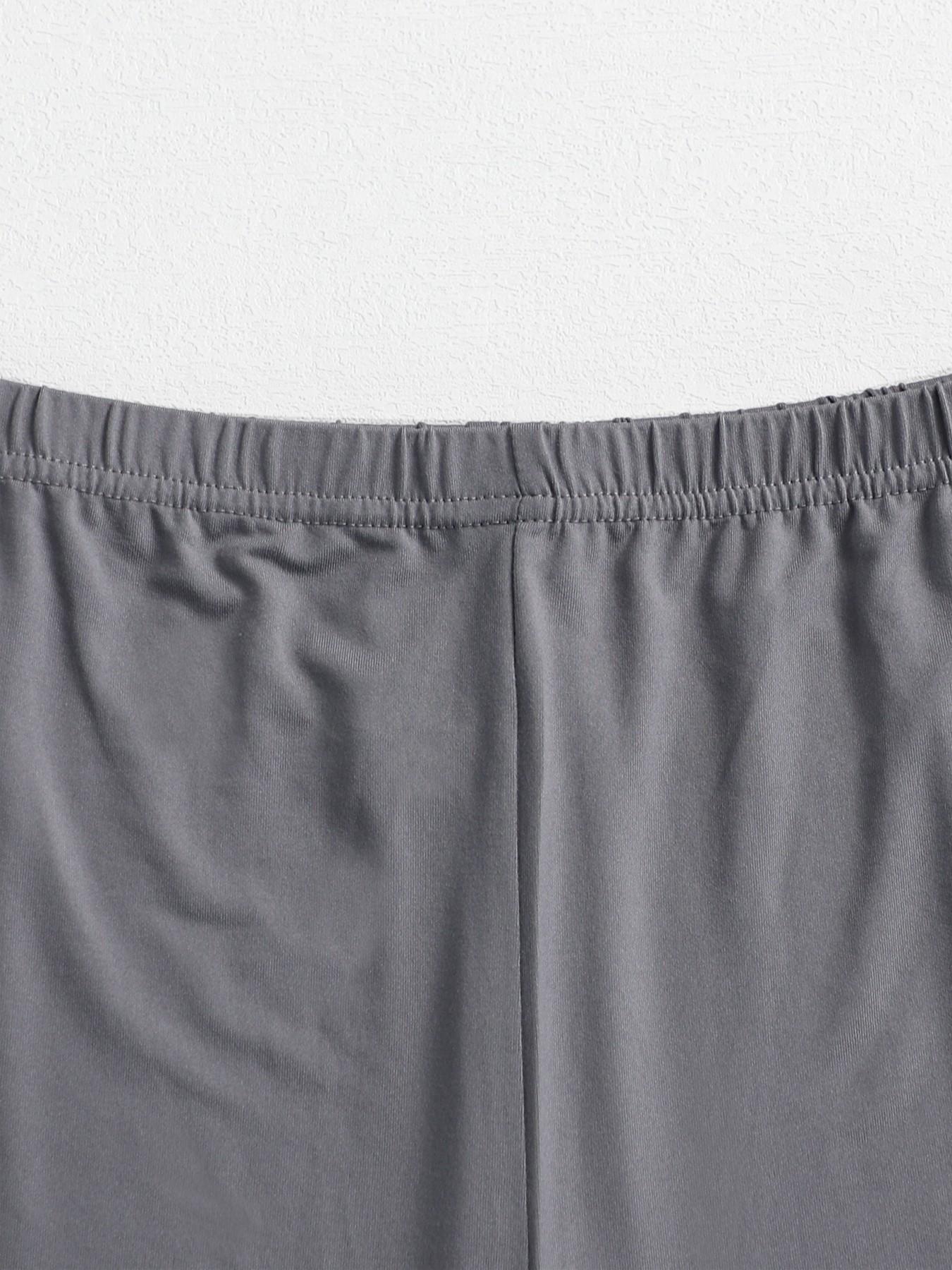 Women's Pajama Set, Short Sleeve Round Neck Slim Fit, Solid Color Sporty Sleepwear, Comfortable Home, All Seasons