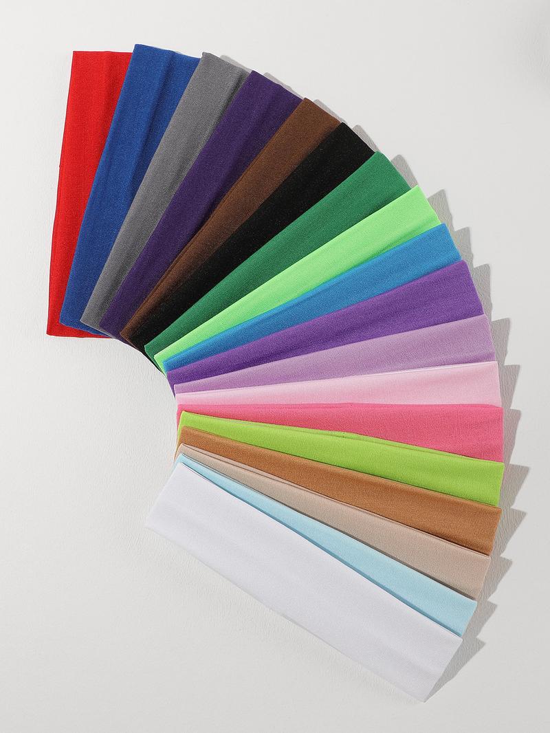 18-Piece Colorful Fabric Sports Headbands Set, Daily Casual Hair Bands for Running & Outdoor Activities, Comfortable Design, Elastic Headband