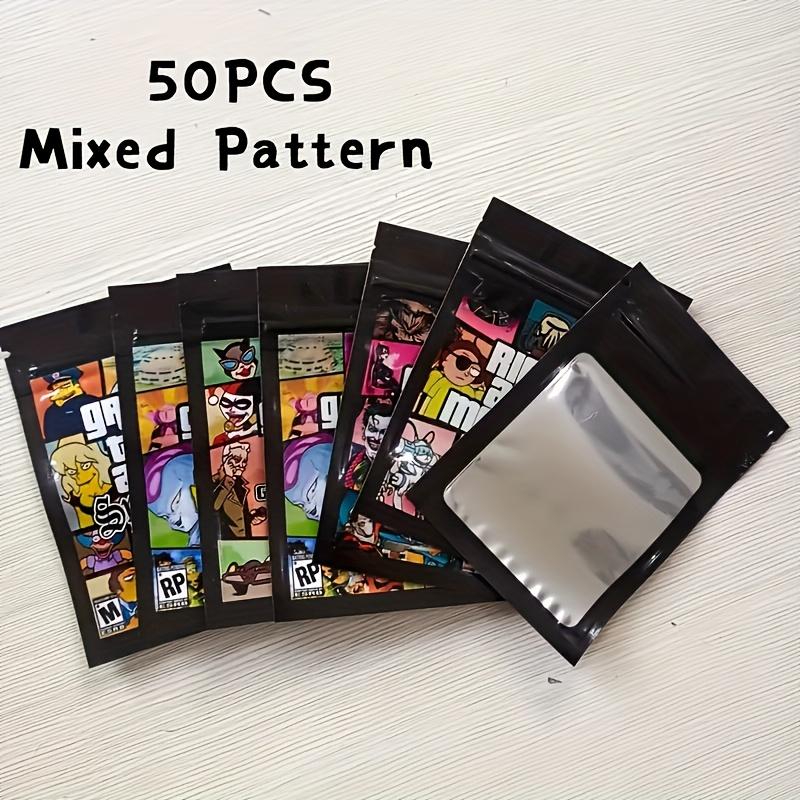 20/50pcs Smell Proof Mylar Bags with Cartoon Print, Resealable Foil Pouches, Reusable Storage Bags for Party Favors