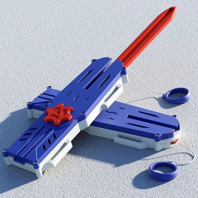 Unisex Plastic Parent-Child Interactive Telescopic Sword Fidget Toy, 8-10 Years Stretching Eject-Retract Multi-Player Battle Game Set, 3D Decompression Stress Relief Toy