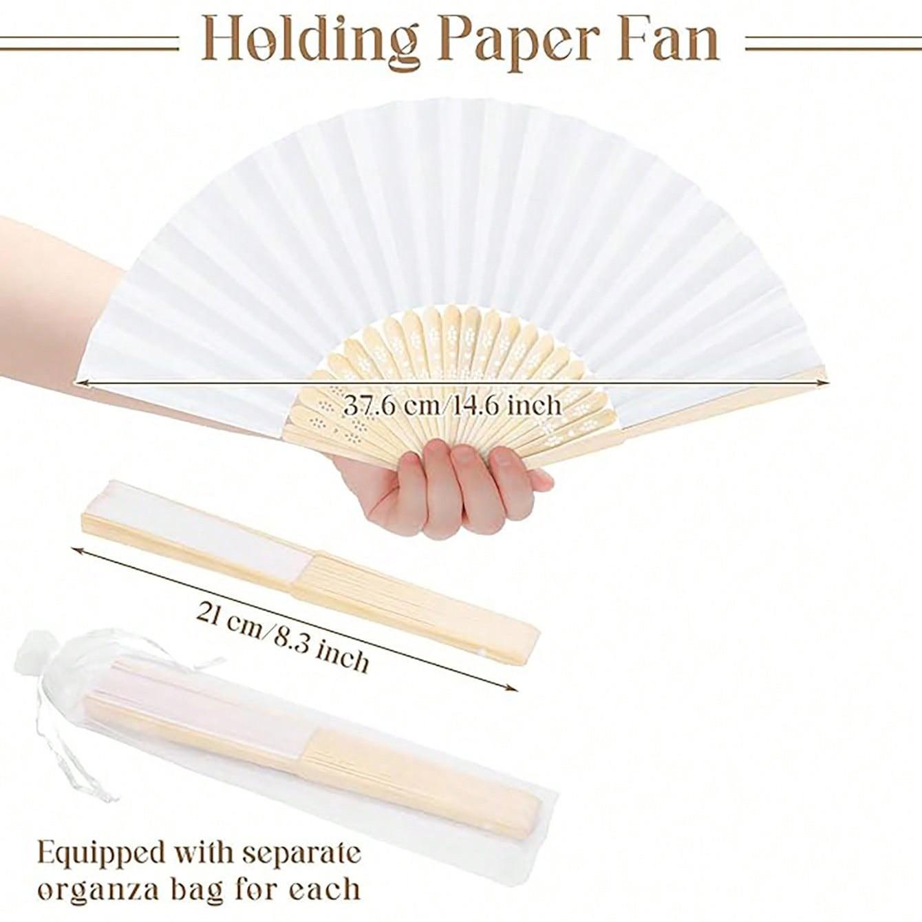 10pcs/20pcs 21cm Original Color Bamboo Bone Paper Fan, Blank Foldable Fans, Pure Color Single-Sided Bamboo Fans, Back-To-School Promotional Items