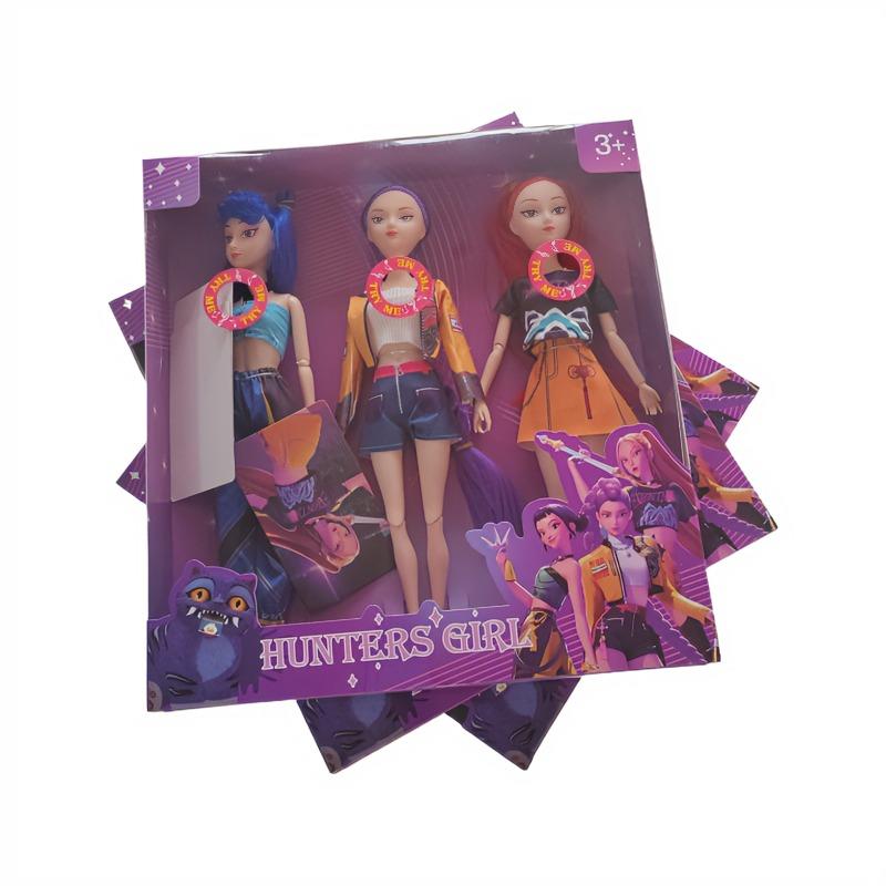 3-Piece Hunter Dolls – Rumi,  Zoey Hunters’ Girl Anime Figures, 2026 Trendy Music & Lighting Cosplay Set, Ideal Birthday Present for Girls