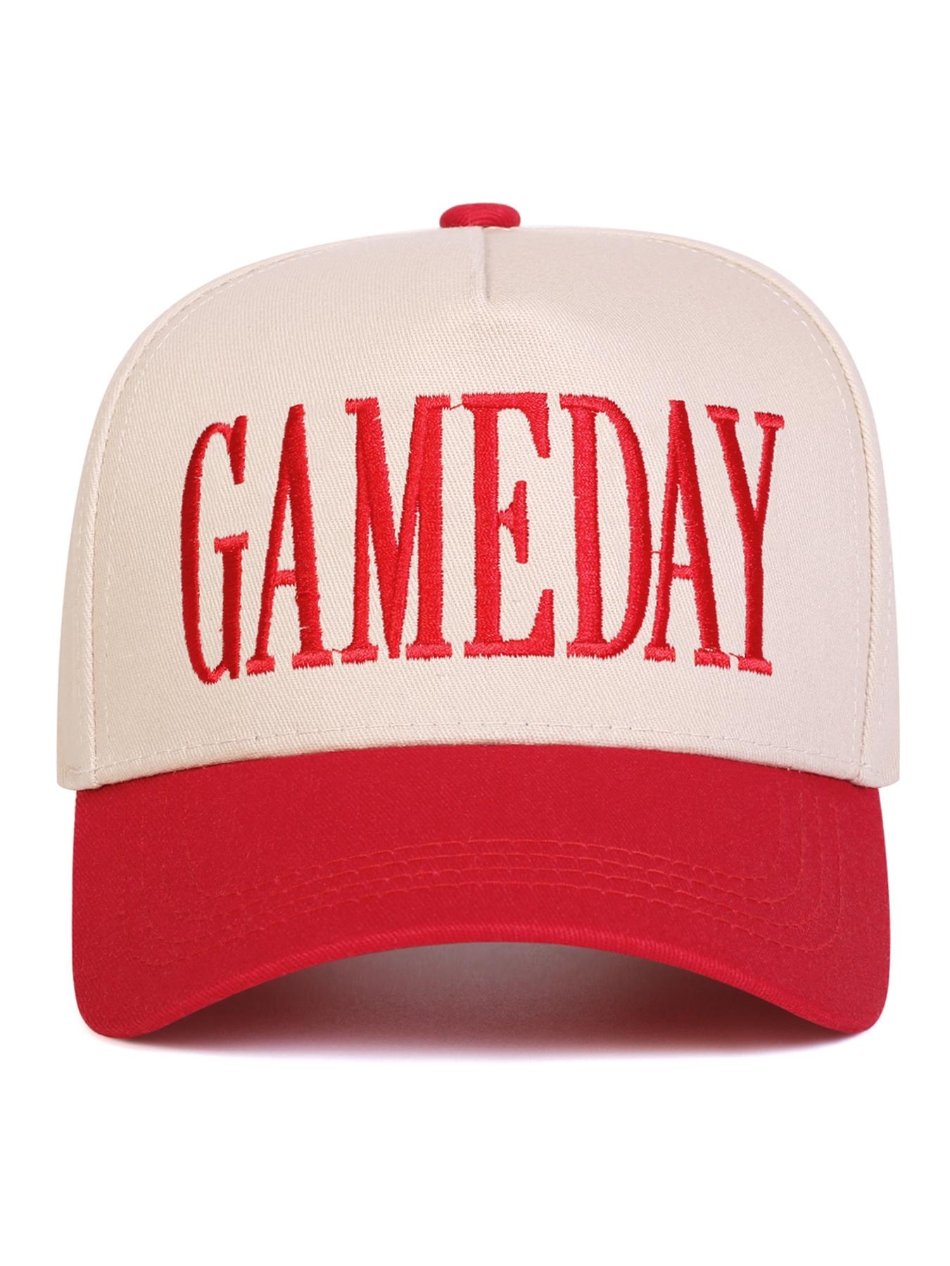 Unisex Gameday Embroidered Artistic Baseball Cap, Adjustable Sun Protection Hat for Spring & Fall, Casual Outdoor Travel Beach Vacation Wear