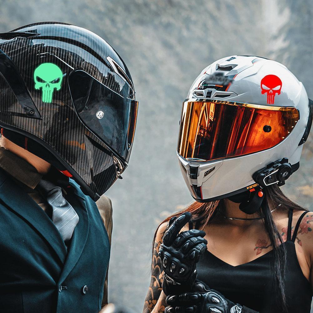 1pc Skull Head Motorcycle Glow Stickers Waterproof Moto Helmet Decoration Motorbike Fuel Tank Side Fairings Decal Accessories