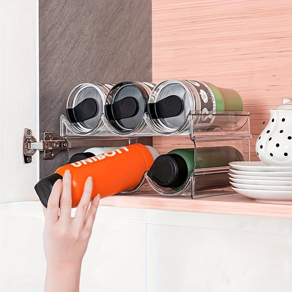 2/3/4-Pack Transparent Stackable Bottle & Wine Rack - Durable Plastic Space-Saving Storage Rack for Kitchen Cabinets, Shelves, Countertops, Ideal for Multiple Bottles, Cups, Jars (Easy Assembly), Kitchen Cabinet Organizer & Storage